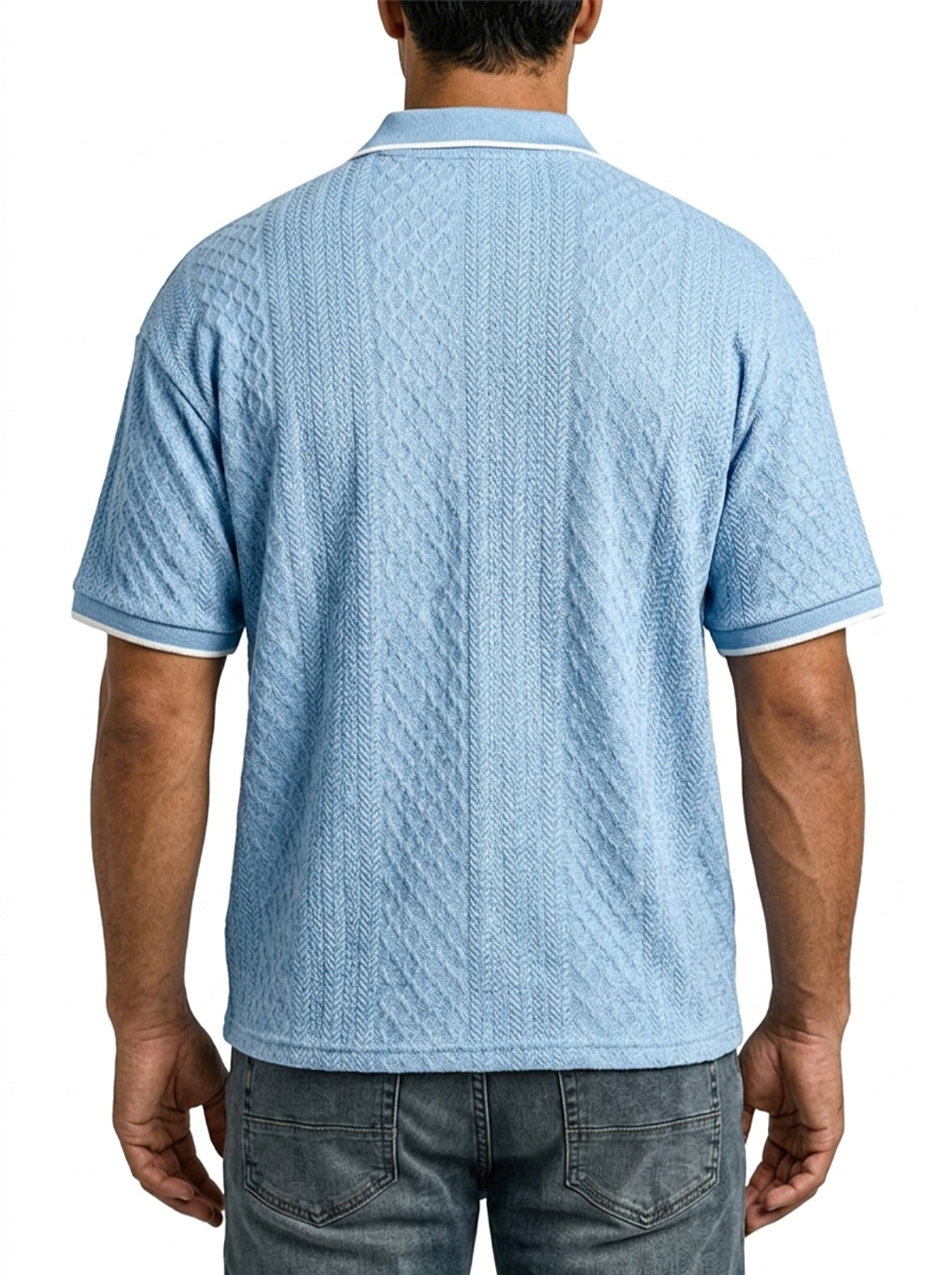 Lässiges, kurzärmliges Herren-Poloshirt aus Jacquard mit strukturiertem Kragen und Reißverschluss – das bequeme Poloshirt, das Männer immer wieder tragen