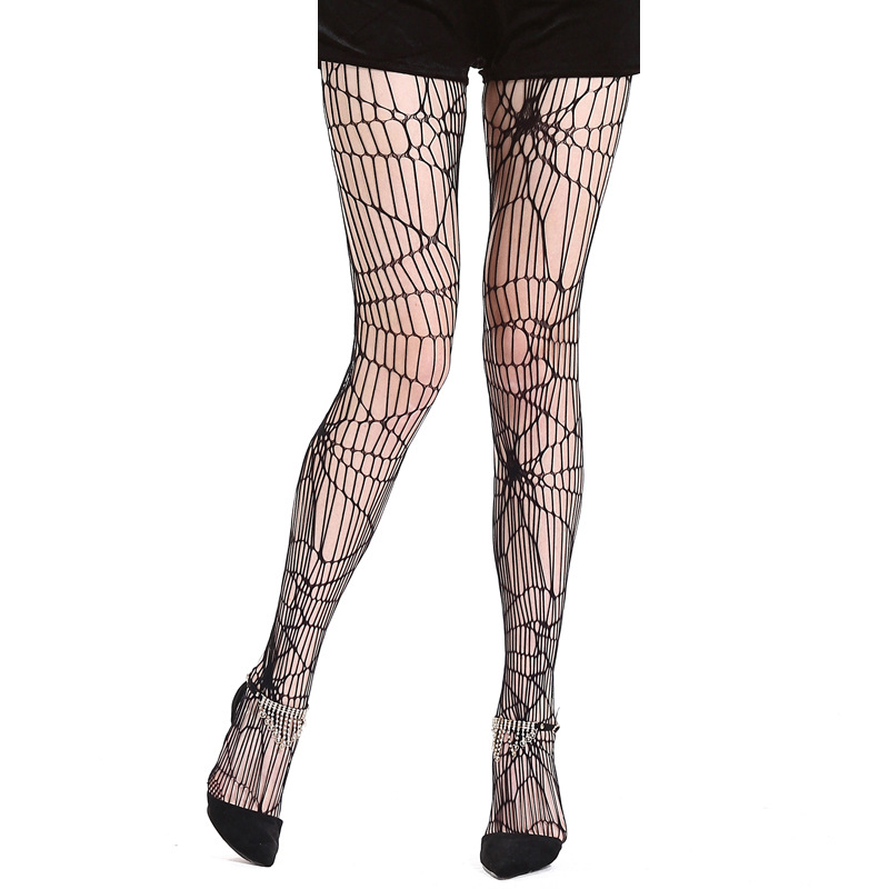 Black spider web mesh Halloween tights