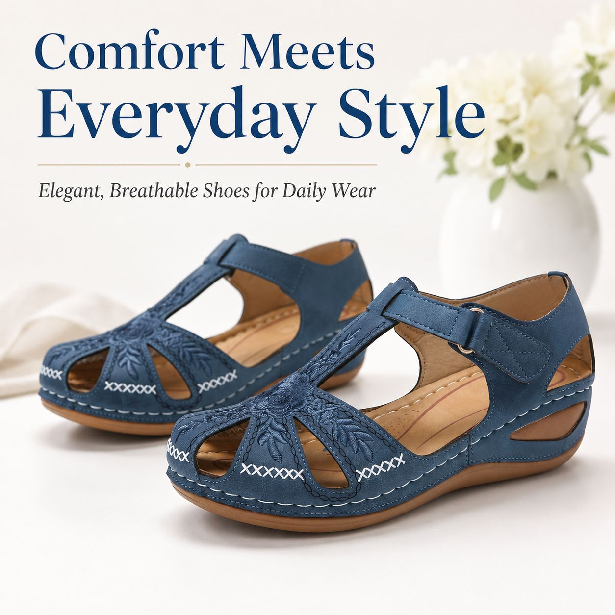Damen-Wanderschuhe mit bestickten Ausschnitten – bequeme, rutschfeste Mary-Jane-Sandalen für den Alltag