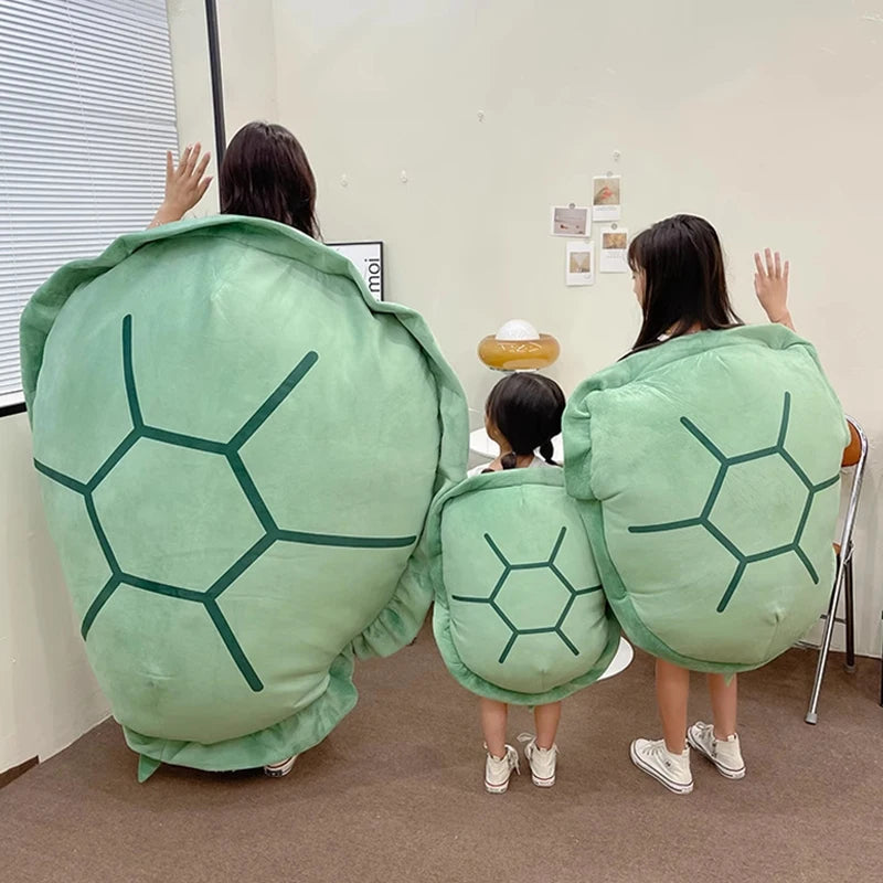 Wearable green turtle shell plush pillow