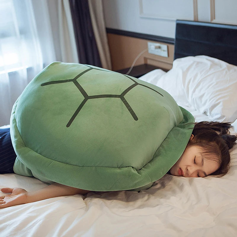 Wearable green turtle shell plush pillow