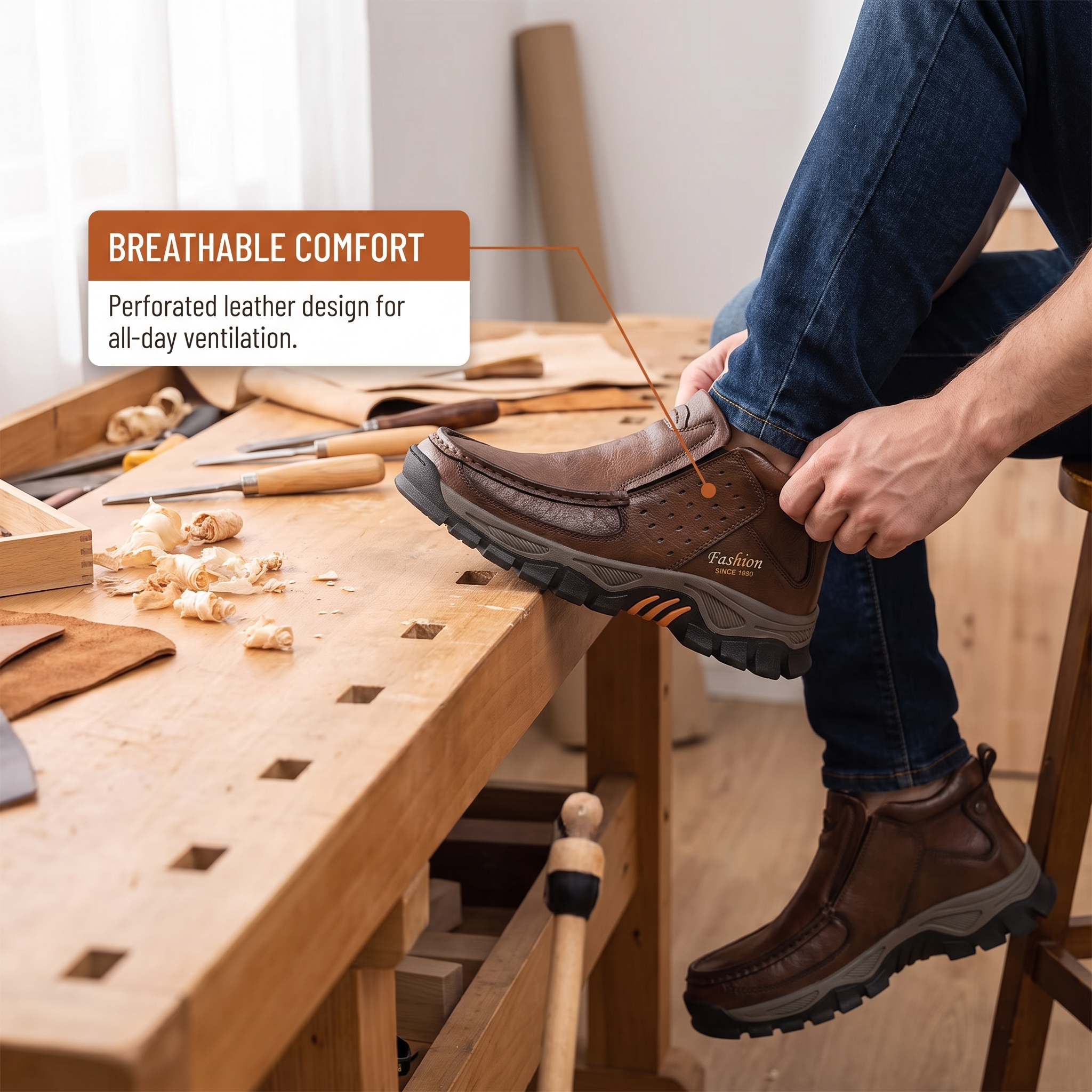 ⏰Last Day! 70% OFF  🔥ARDENRO®Men's Mid Top Cowhide Slip-On Outdoor Boots