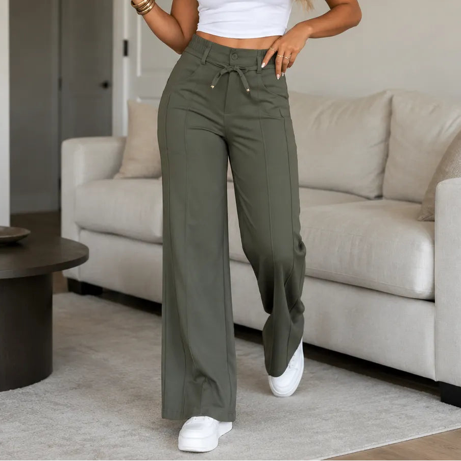 Wide-Leg Trousers With Front Seam Detail For Women