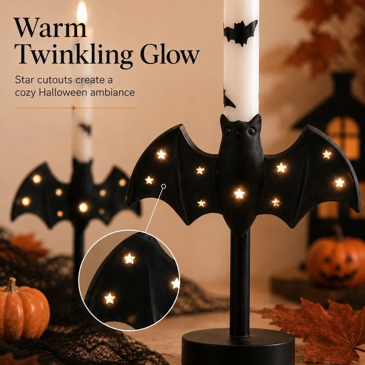 🎃🦇 Flammenlose Fledermaus-Kerzenhalter für einen sichereren Halloween-Glühen