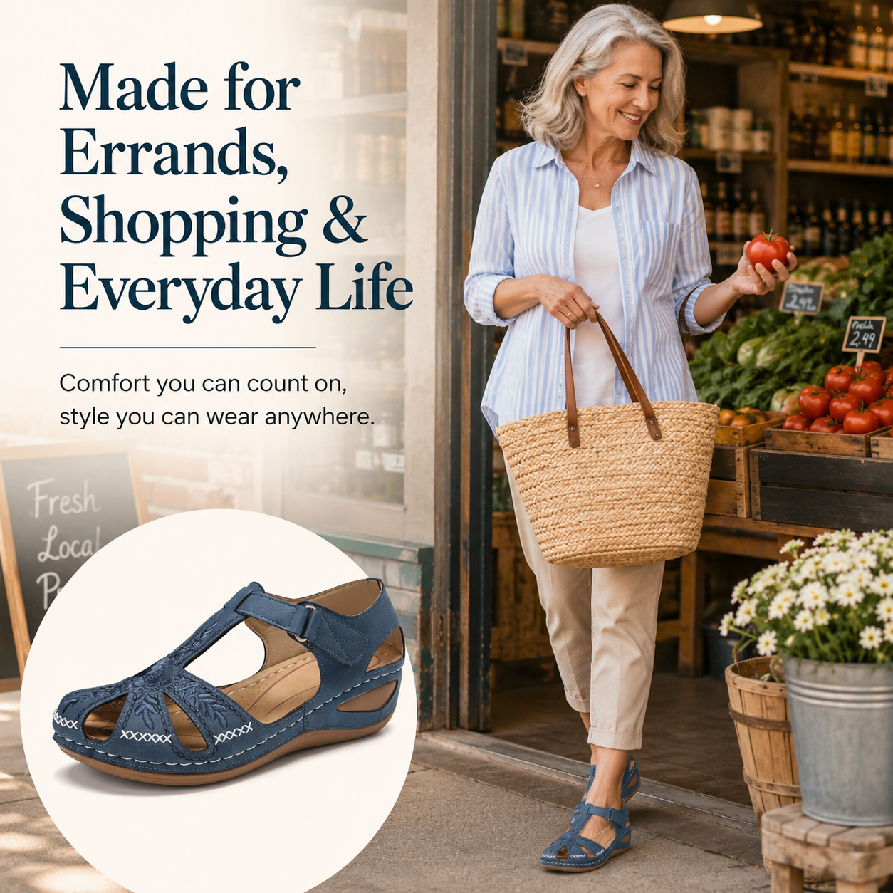 Damen-Wanderschuhe mit bestickten Ausschnitten – bequeme, rutschfeste Mary-Jane-Sandalen für den Alltag