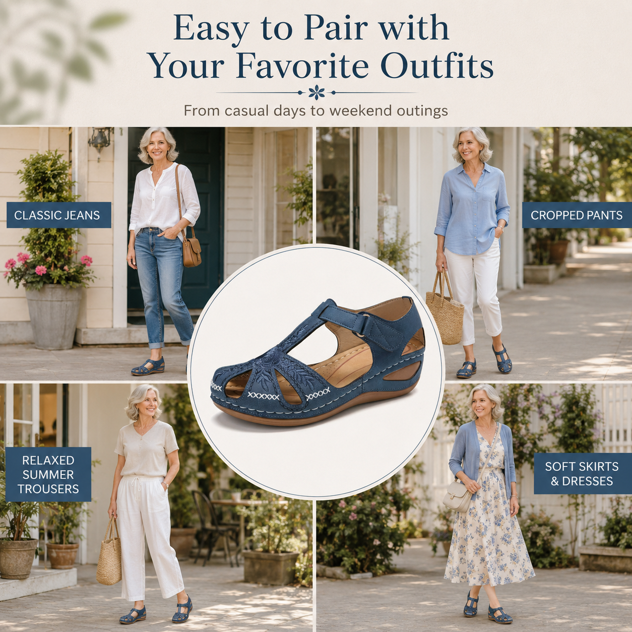 Damen-Wanderschuhe mit bestickten Ausschnitten – bequeme, rutschfeste Mary-Jane-Sandalen für den Alltag