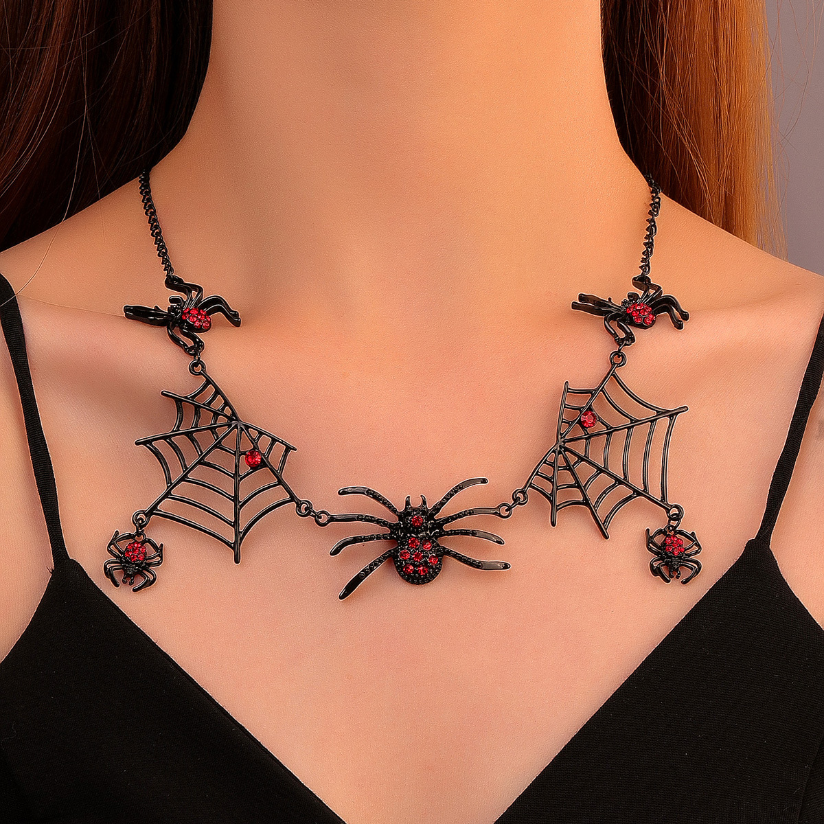 Spider web statement necklace for Halloween