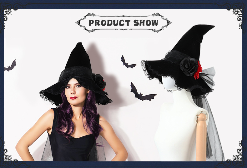 Baroque gothic witch hat Halloween accessory