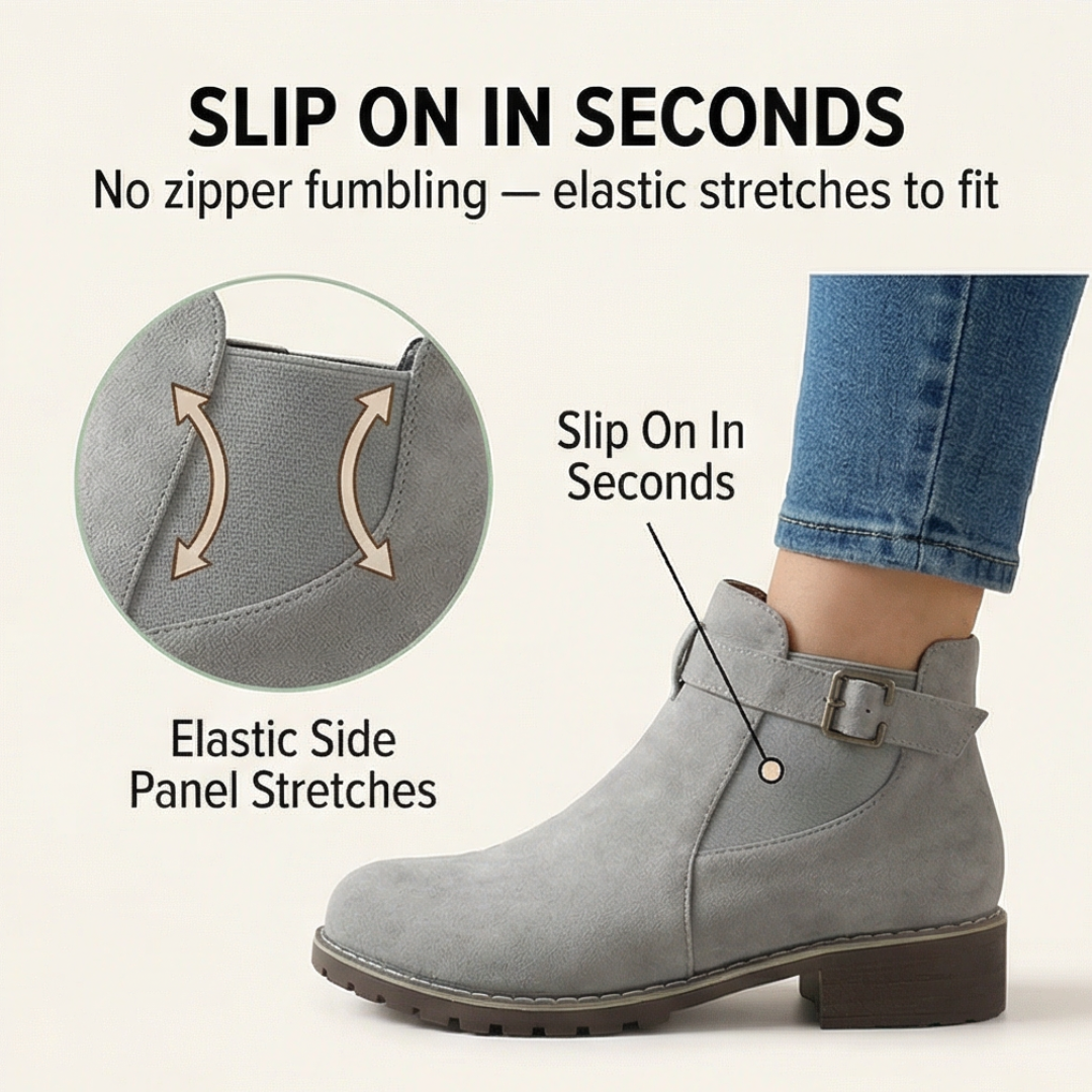 Women's Suede-Look Buckle Ankle Booties