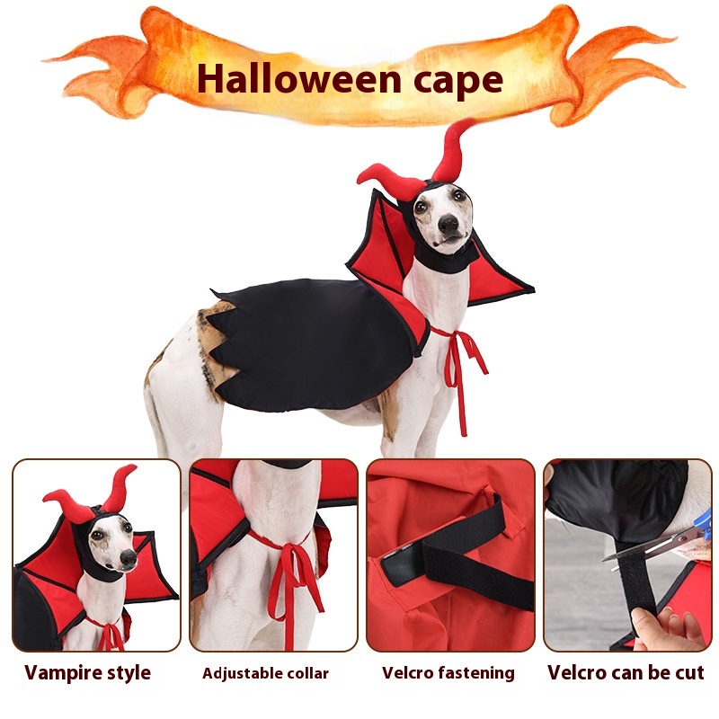 Black pet vampire cloak and hat Halloween set
