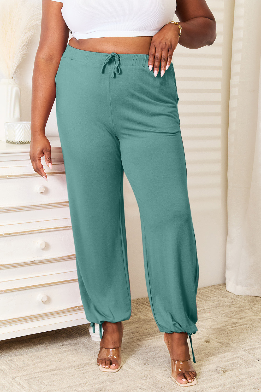 Soft rayon drawstring pants 3
