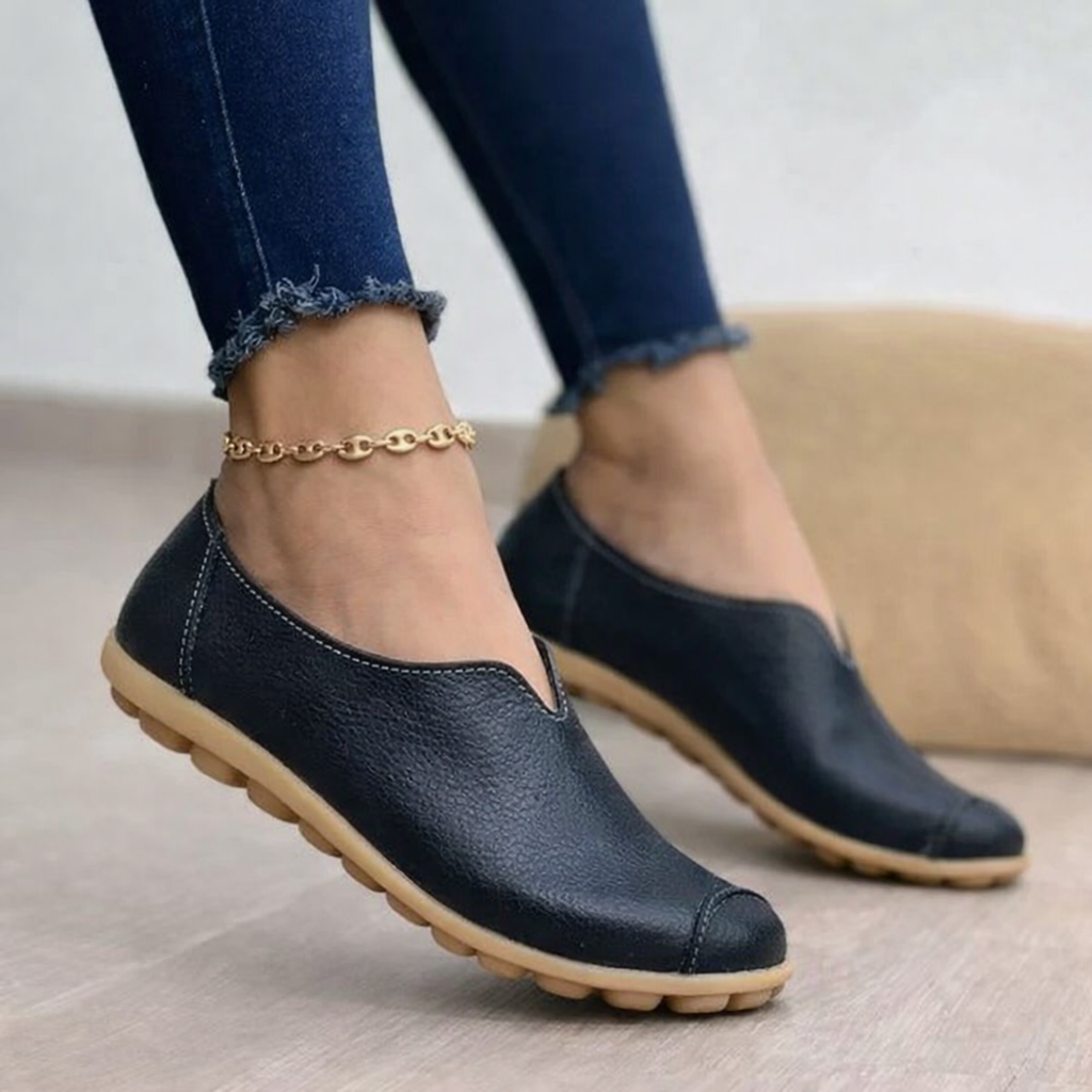 Lässige, strukturierte Slip-On-Flats für Damen