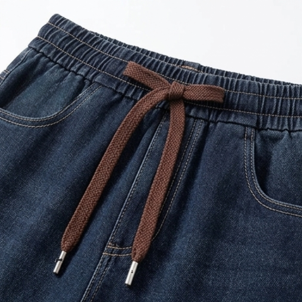 Drawstring Wide-Leg Comfort Jeans
