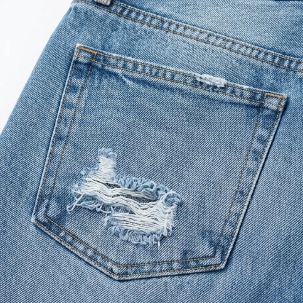 Women's Retro Fringed Cropped Straight Leg Jeans