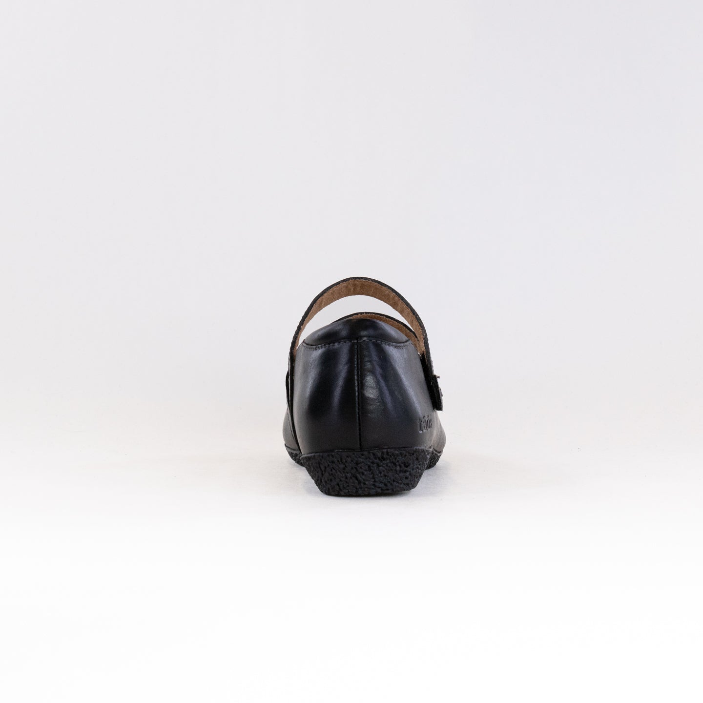Black adjustable leather comfort flat