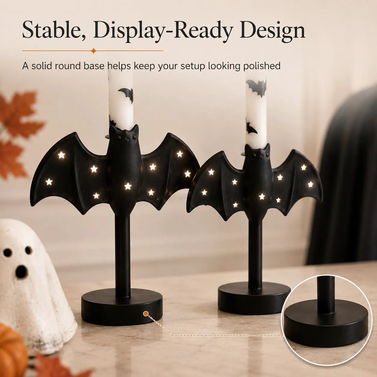 🎃🦇 Flammenlose Fledermaus-Kerzenhalter für einen sichereren Halloween-Glühen