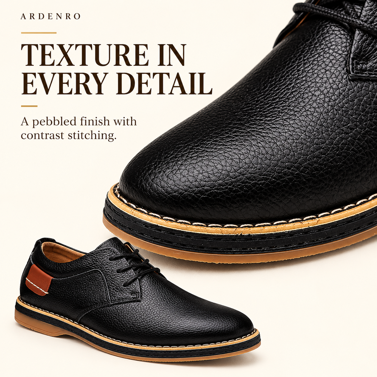 TOPSFANO textured finish and contrast stitching