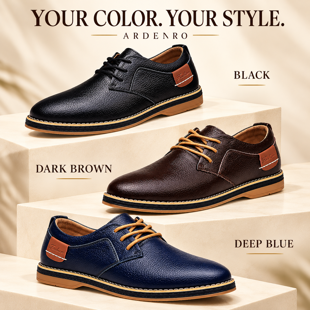 TOPSFANO shoes in Black, Dark Brown and Deep Blue
