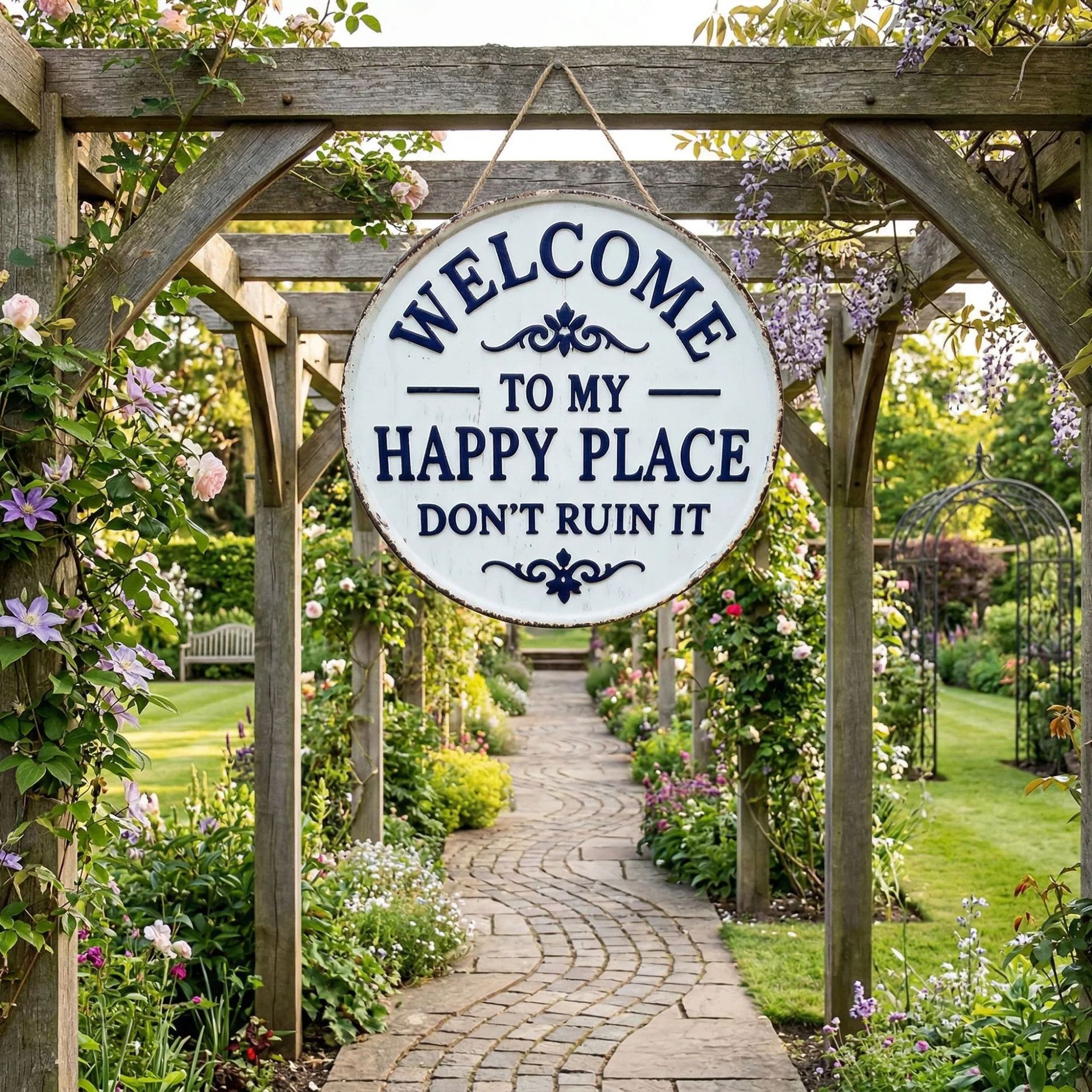✨Happy Place – Retro-Statement-Metallschild