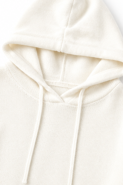 Oversized Drawstring Hooded Knit Sweater