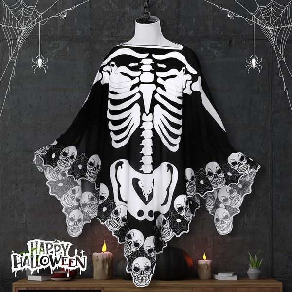 Skeleton lace Halloween poncho cape
