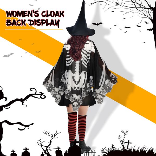 Skeleton lace Halloween poncho cape