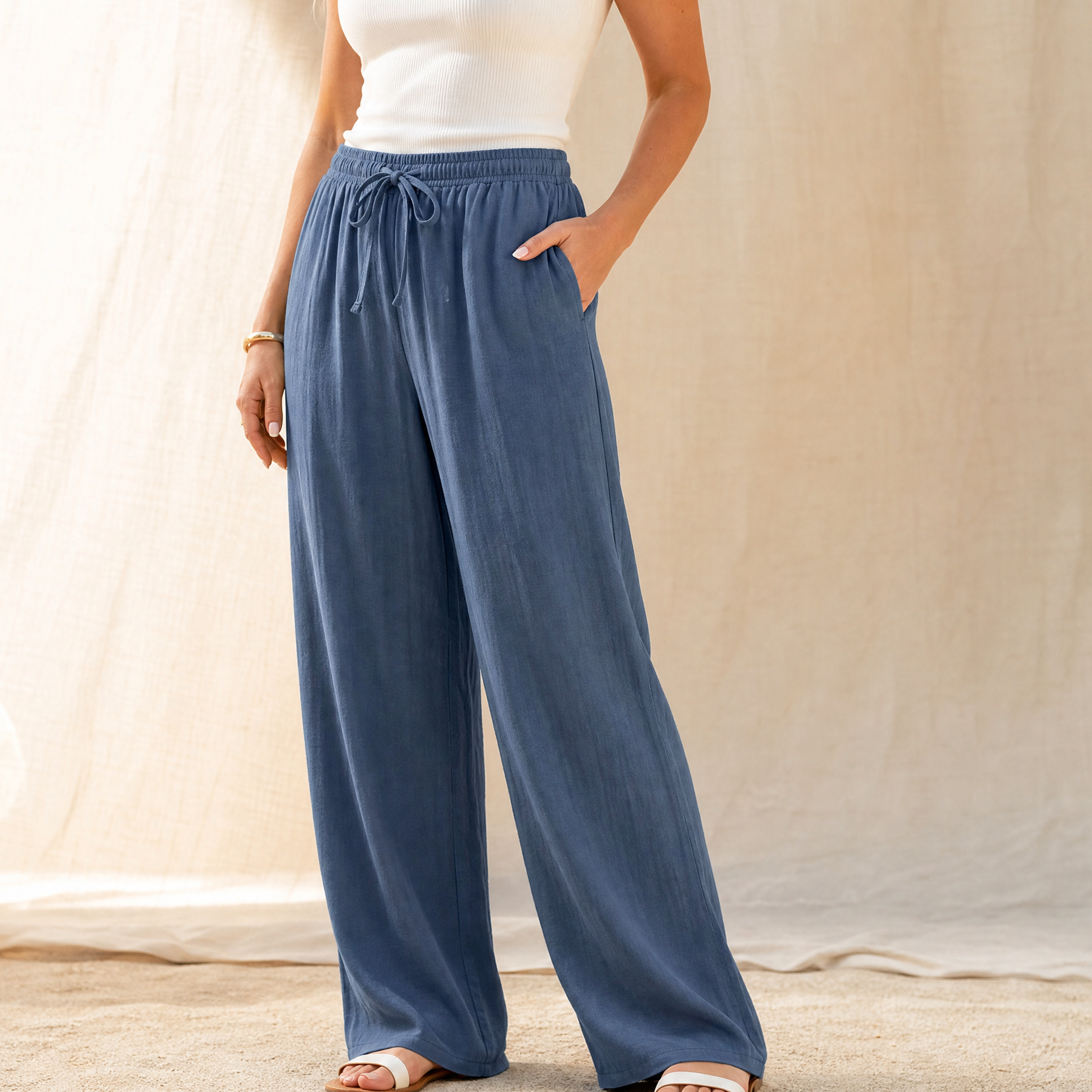 Breezy Wide-Leg Pants with Pockets