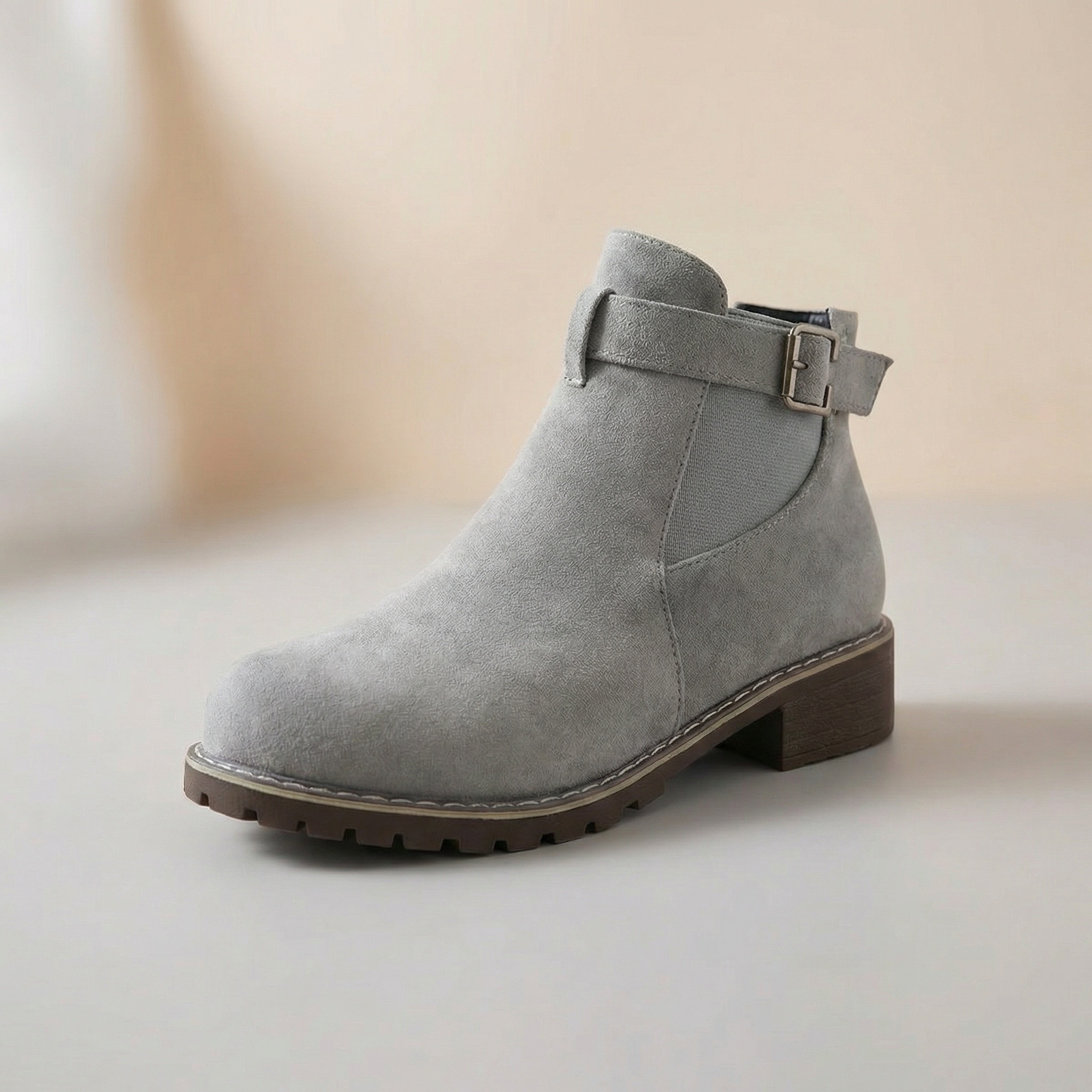 Women's Suede-Look Buckle Ankle Booties