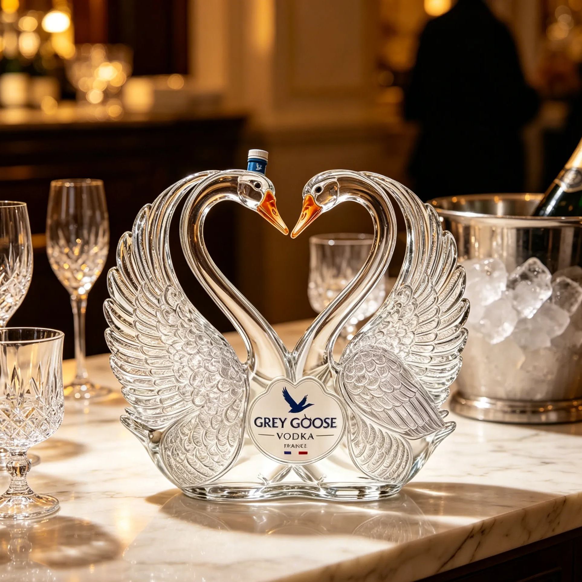 Elegantes Schwanen-Dekanter-Display – romantisches herzförmiges Herzstück für die Hausbar und luxuriöse Dekoration