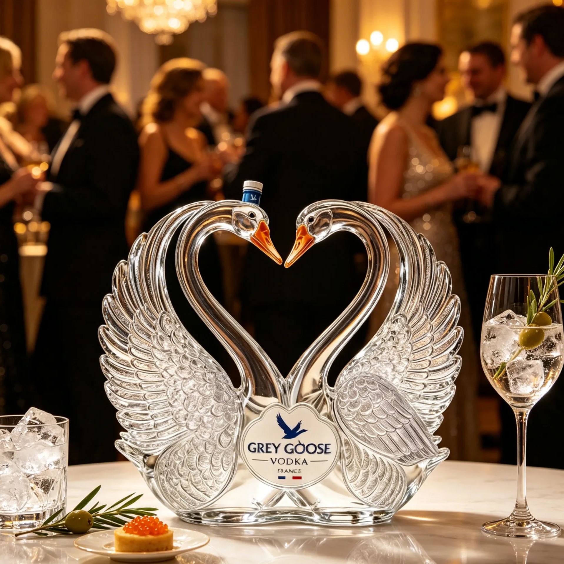 Elegantes Schwanen-Dekanter-Display – romantisches herzförmiges Herzstück für die Hausbar und luxuriöse Dekoration