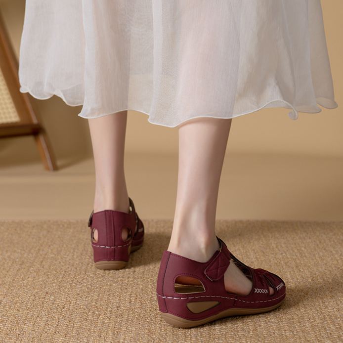 Damen-Wanderschuhe mit bestickten Ausschnitten – bequeme, rutschfeste Mary-Jane-Sandalen für den Alltag
