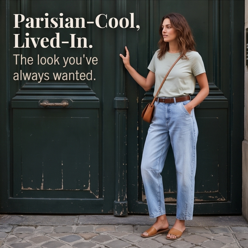  Women's High-Waisted Cropped Barrel Jeans