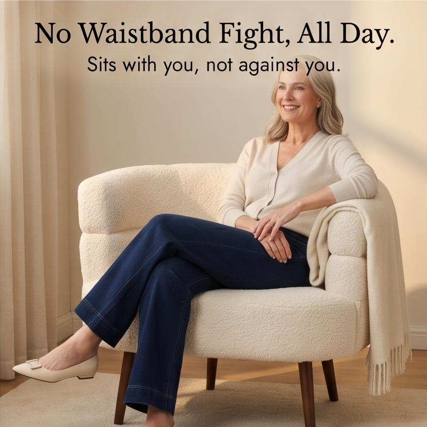 Drawstring Wide-Leg Comfort Jeans