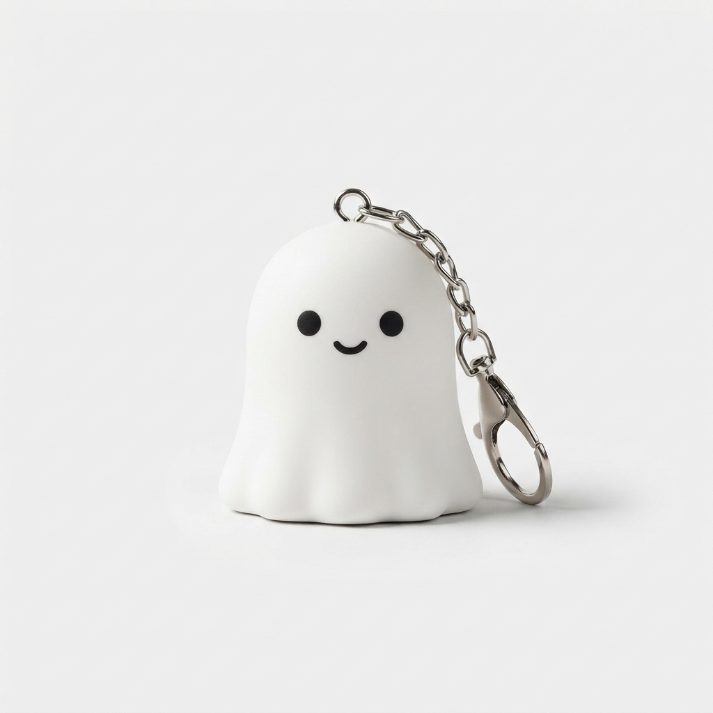 PuffyPal white ghost squishy keychain