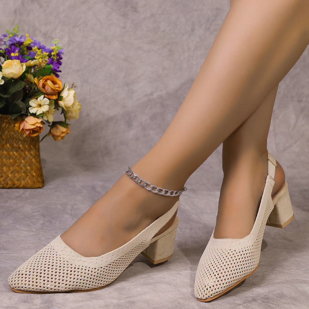 Breathable High-Heel Slipper Sandals for Women