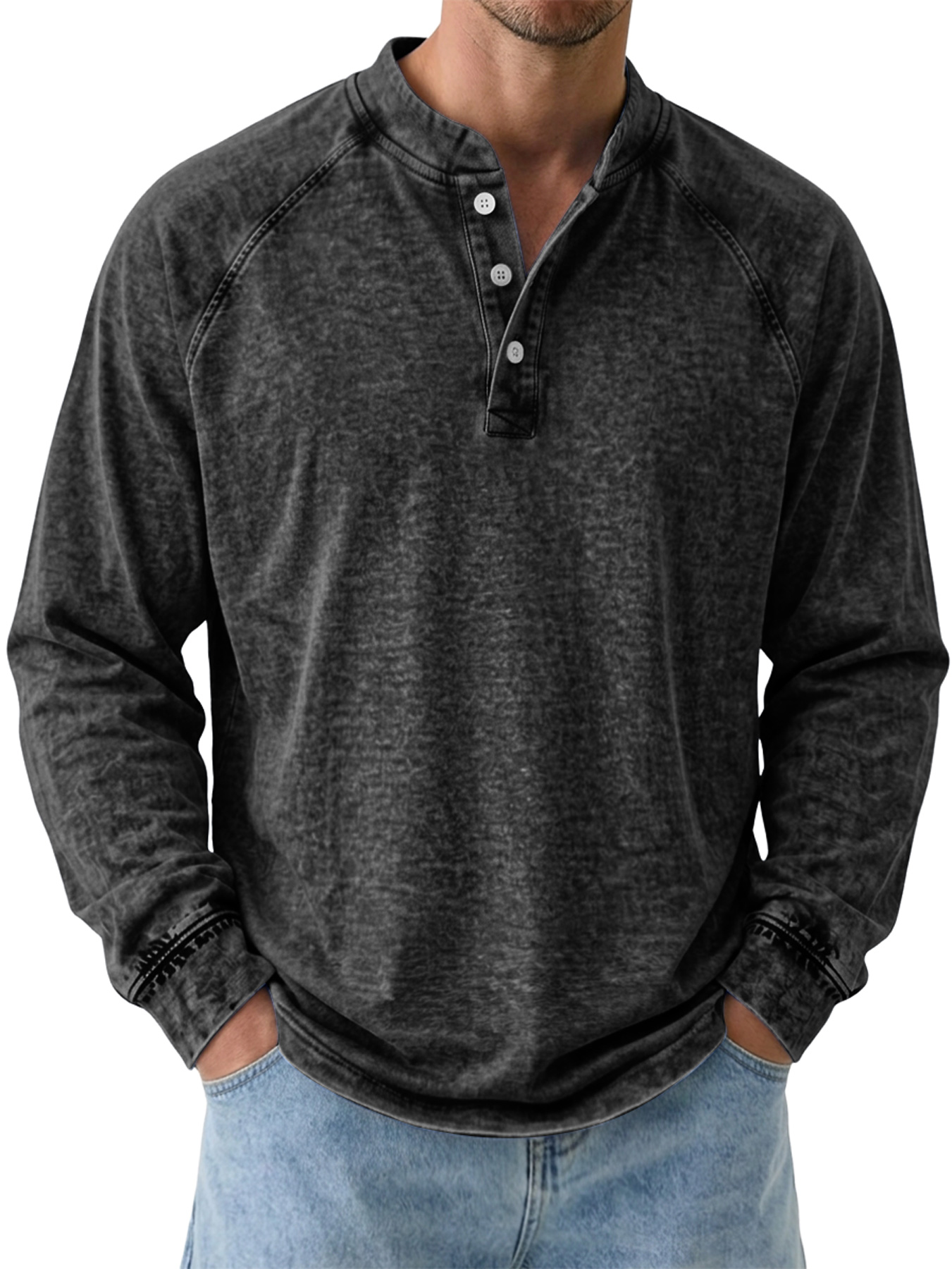 Black Henley Minimalist Urban Styling