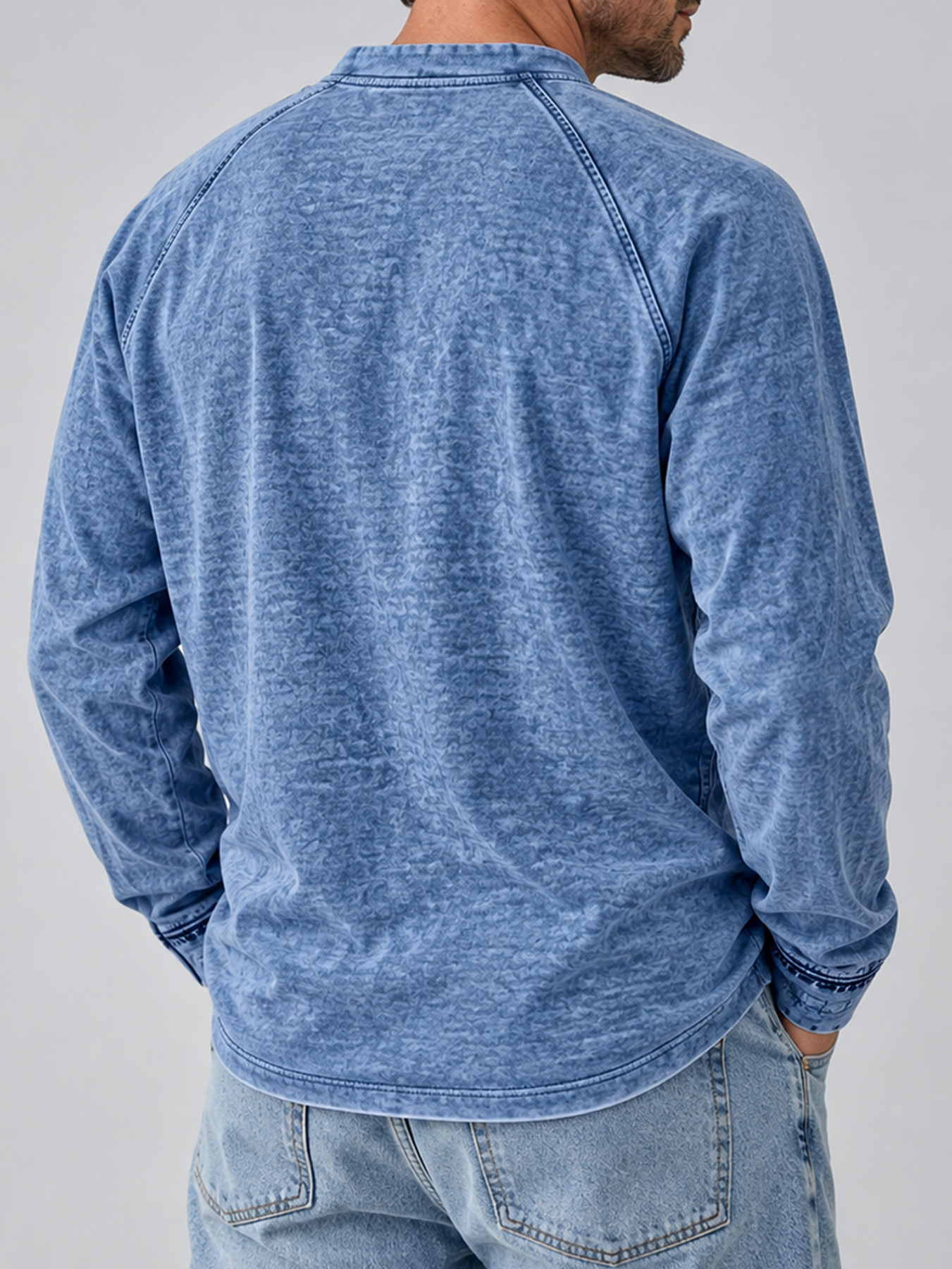 Stand Collar and Multi-Button Placket Detail