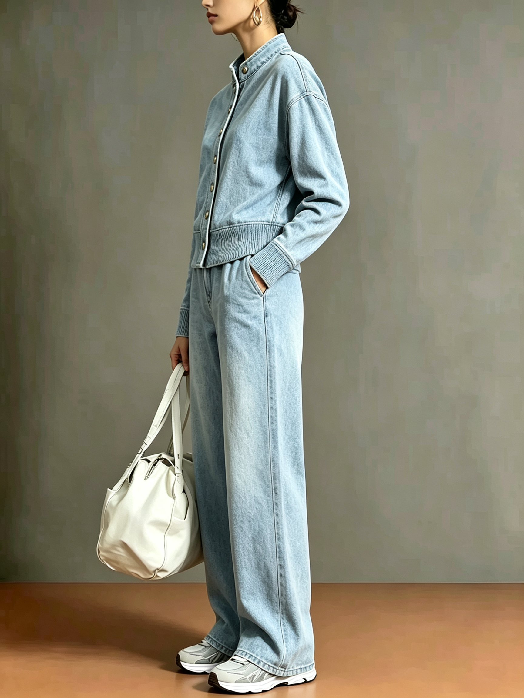 Denim Zweiteiler Set Seitenansicht