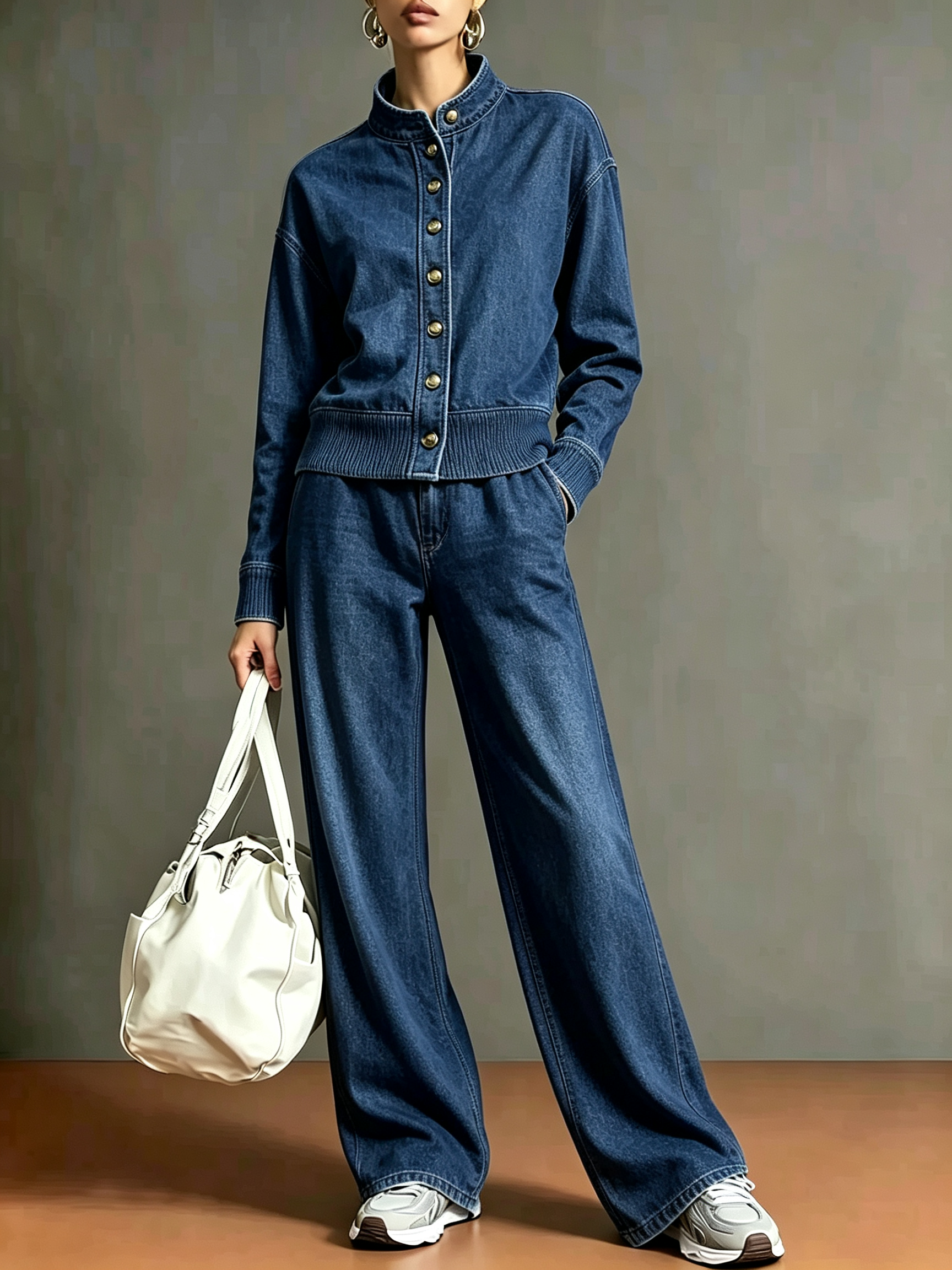 Denim Zweiteiler Set in Blau