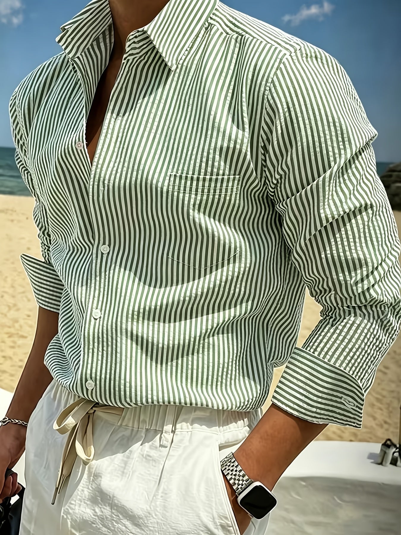 Green and White Stripes