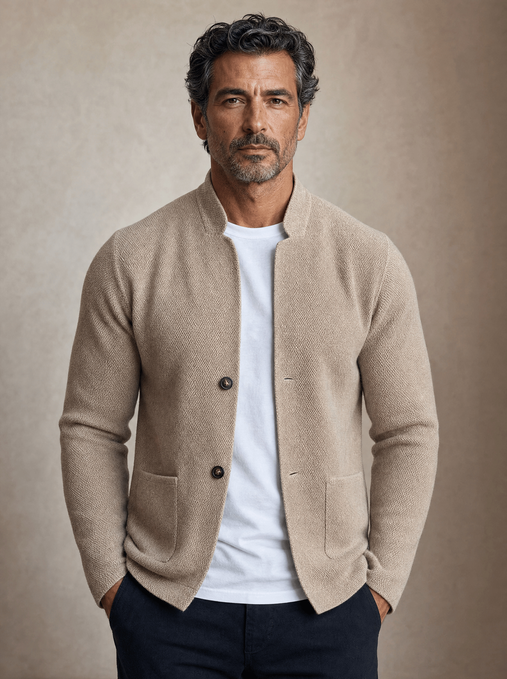 Andre Ferran Louis Knit Blazer in Heather Gray