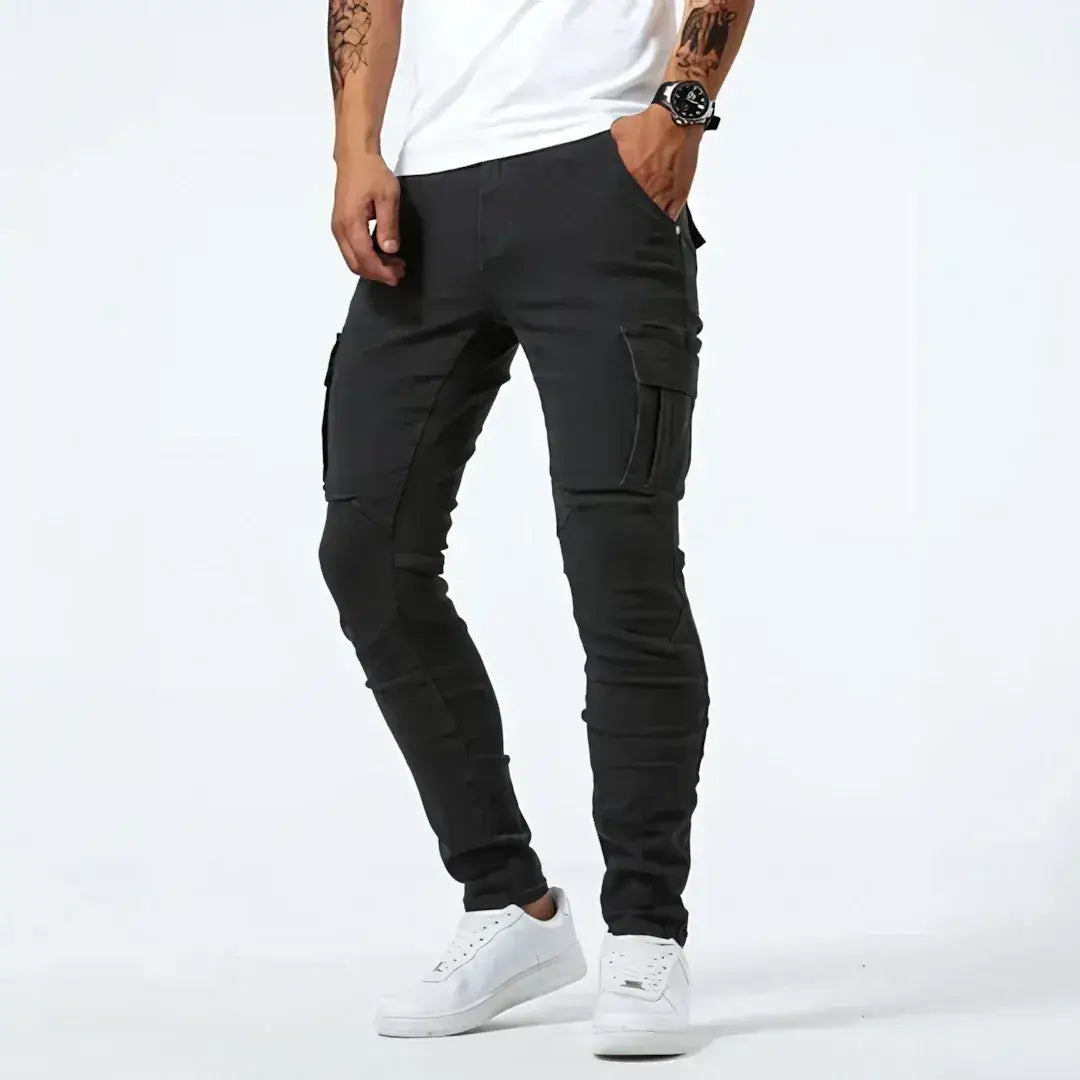 Cargo Denim Jeans in Washed Gray