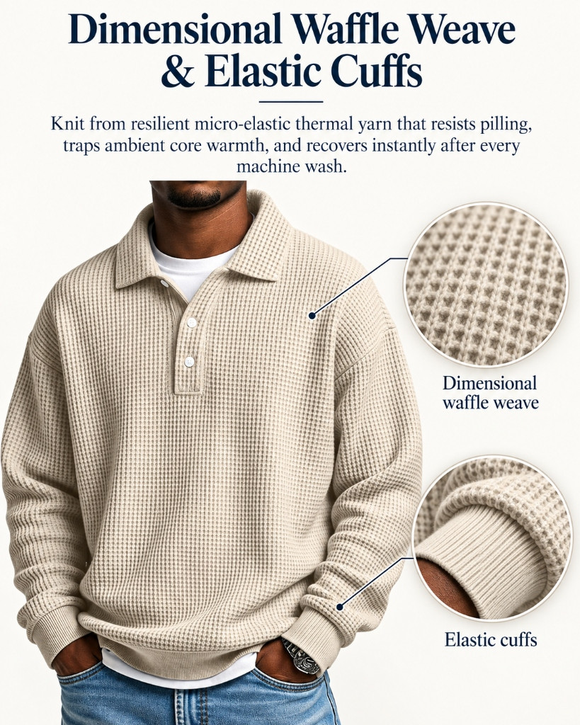 Dimensional Waffle Weave & Elastic Cuffs