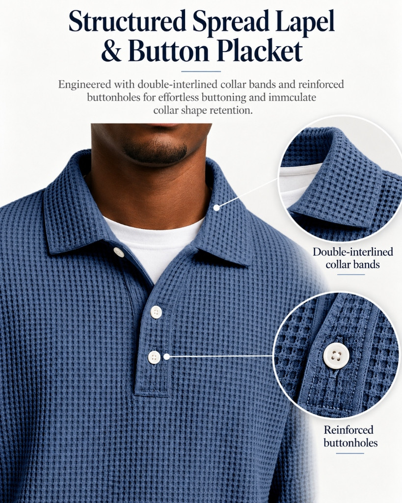 Structured Spread Lapel & Button Placket