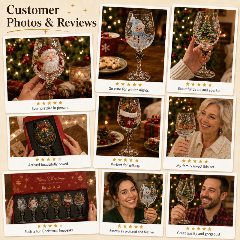 💥Last Day｜49% OFF🔥 Christmas Wine Glass Collection Gift Box Set🎁✨