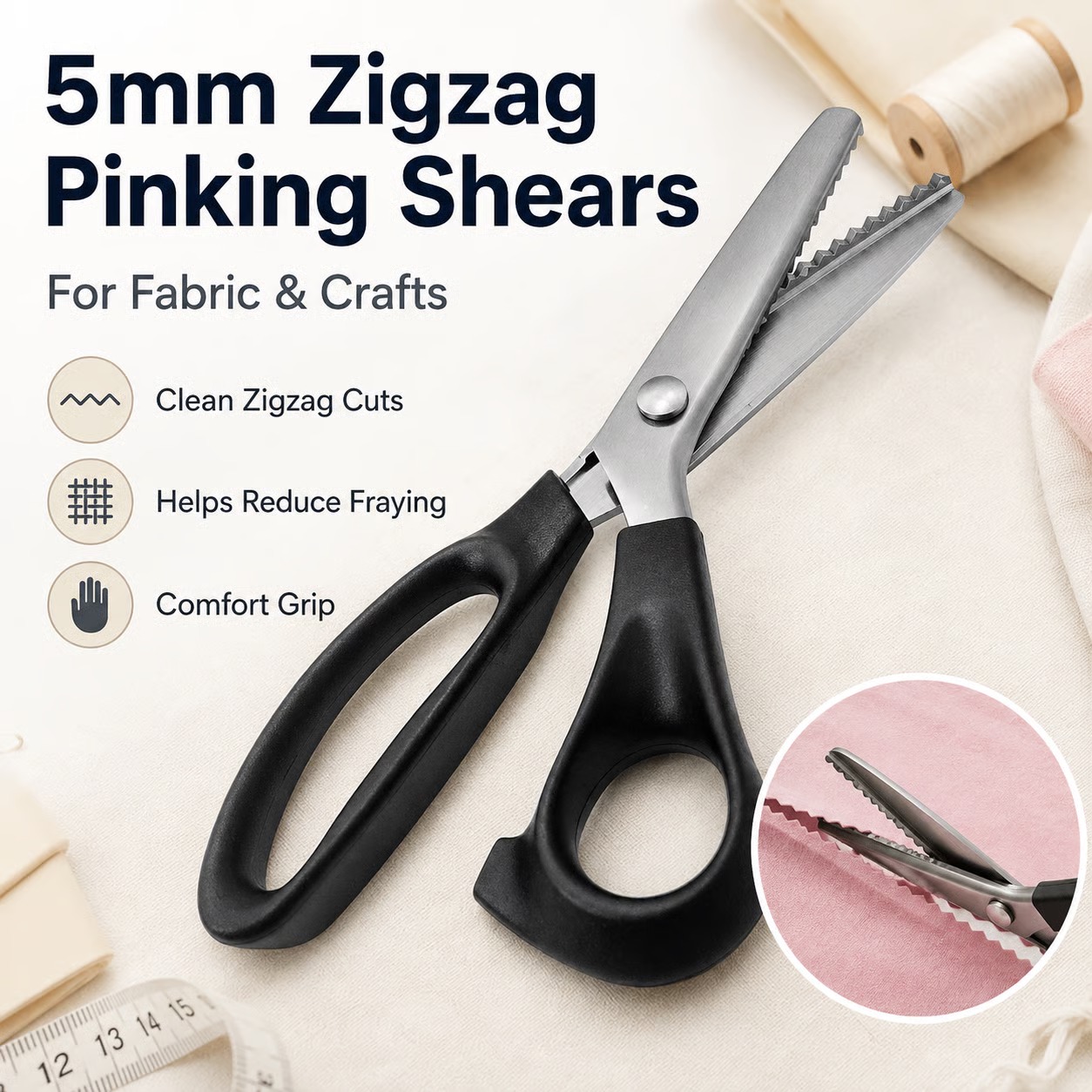 ✂️ Limited-Time 49% OFF – 5mm Zigzag Pinking Shears for Fabric & Crafts