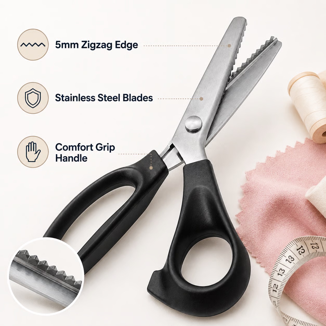 ✂️ Limited-Time 49% OFF – 5mm Zigzag Pinking Shears for Fabric & Crafts