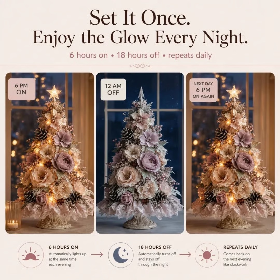 Blush Bloom Pre-Lit Floral Christmas Tree