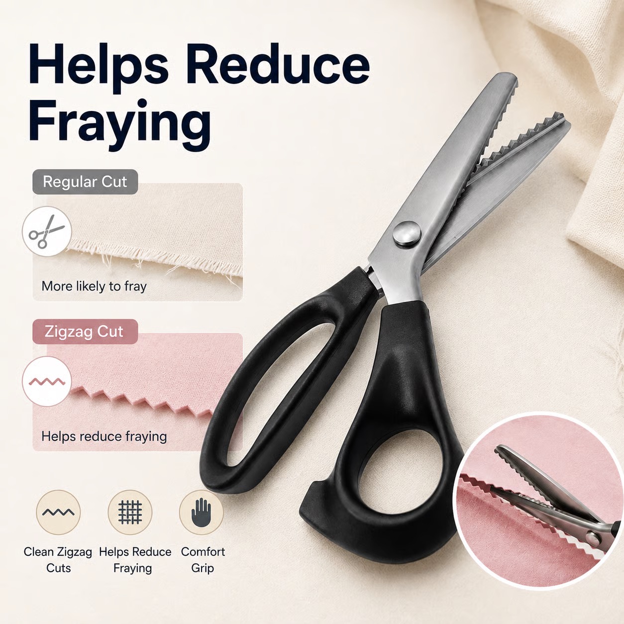 ✂️ Limited-Time 49% OFF – 5mm Zigzag Pinking Shears for Fabric & Crafts