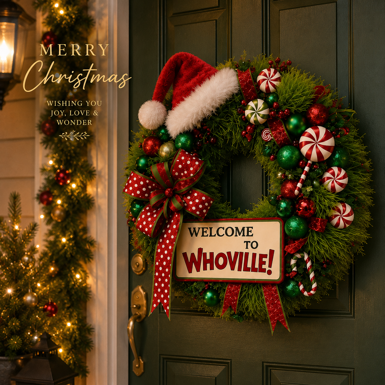 Welcome to Whoville Grinch Christmas Door Wreath